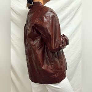 Vintage Brown Leather Bomber Jacket